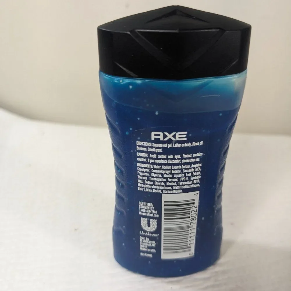 Axe Shock Glacier Water+deep sea mint shower Gel body wash Mini‎ travel size 90%